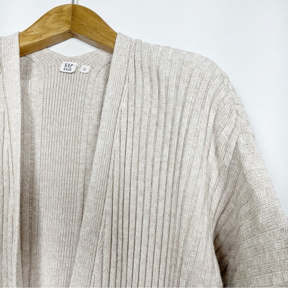 GAP Women's Light Beige Open-Front‎ Plaited Rib Cotton Cardigan Size Small - Picture 9 of 11